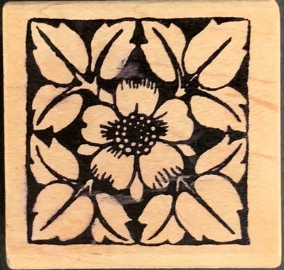 Sello de goma magenta floral y azulejo de hojas Foto 1 de 3