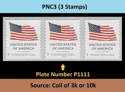 US 6018 Flag F PNC3 P1111 (from 3k/10k coil) MNH 2025 - Image 1 of 3