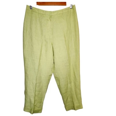 Pantalones de lino recortados verdes Talbots vintage años 90 relajados holgados casa de campo abuela 12 Foto 1 de 4