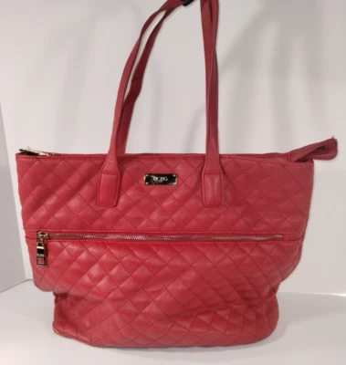 Bolso de Mano BCBG Paris Rojo Escarlata Imitación Cuero Acolchado Cartera Foto 1 de 4