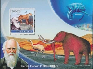 Guinea-Bissau miniature sheet 617 MNH 2007 Charles Darwin / Prehistoric Tie - Picture 1 of 1