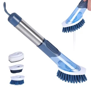 Brosse à Vaisselle avec Distributeur de Liquide Brosse pour Vaisselle avec 4 ... - Photo 1/7