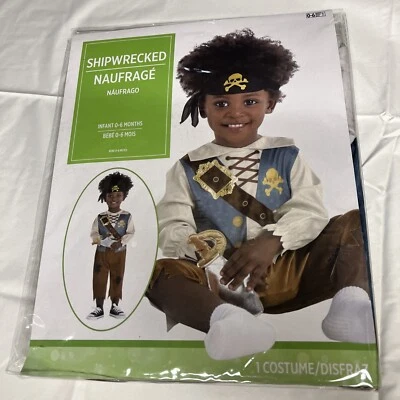 Pirate Baby Infant  Halloween Costume 0-6 mo Rattle Sword 3 pieces Shipwreck - Image 1 of 3
