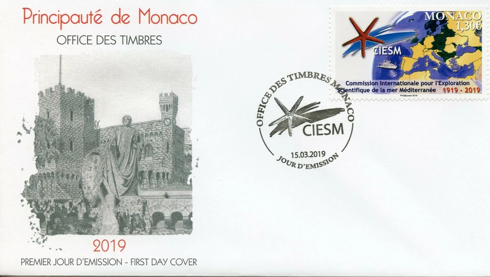 Monaco 2019 FDC CIESM Mediterranean Science Commission 1v Set Cover Ships Stamps - Image 1 of 1