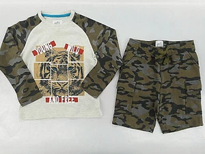 Boys Art & Eden L.S. T-Shirt & Camouflage Shorts 2PC. Set Size 5 - Picture 1 of 3