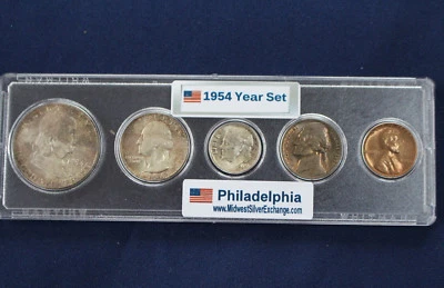 1954-P United States Silver Mint Set Original Toned Uncirculated Set of 5 E0854 - Image 1 of 4