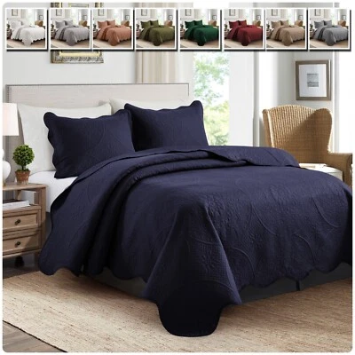 Colcha floral acolchada de 3 piezas con funda de almohada ultra suave Foto 1 de 4