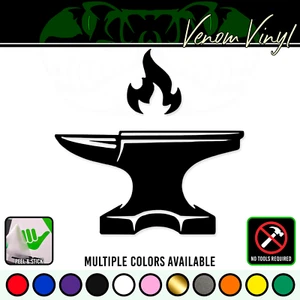 Anvil Blacksmith Vinyl Decal Sticker Fire Forge Master Smith - Picture 1 of 3