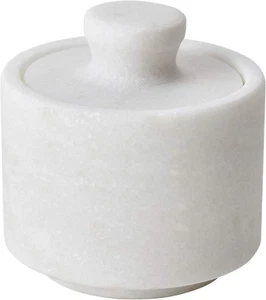 White Marble Salt Cellar Keeper with Lid - Picture 1 of 4