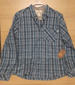 Commander Life Apparel Mens Shirt Small Long Sleeve Button Up Blue Plaid Hunting - Picture 1 of 7