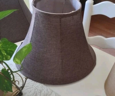 Pantalla de lámpara de campana grande de tweed marrón de 10" uno instalador para mesa OTRO DISPONIBLE Foto 1 de 4