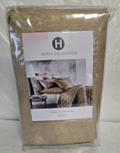 Hotel Collection King Pillow 1-Sham Quilted Metallic Stone 20" x 36" Gold - Picture 1 of 2