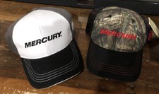 2 X Authentic Mercury Marine Hat Black and Red Camo + Black and White -Brand New
