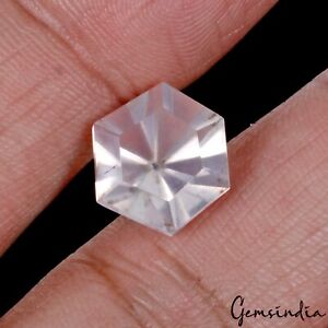 8.50 Carat Natural Pink Rose Quartz Rare Hexagon Cut Certified Jewelry Gemstone