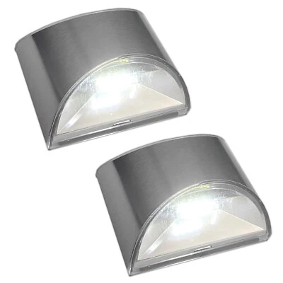 2x LED Solar Wall Light Exterior Lighting Lamp Lantern Stainless Steel - Image 1 of 4