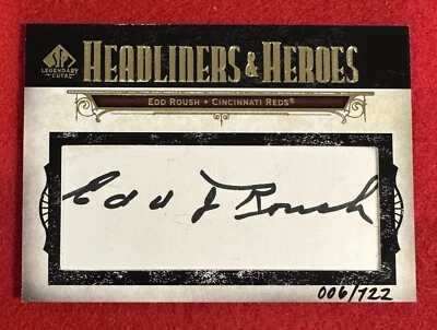 Edd Roush 2008 SP Legendary Cuts Signatures Autograph #d 006/122 Reds Auto - Image 1 of 2