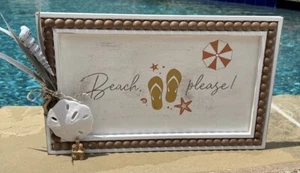 Strand, Seepferdchen, Muschel, Sanddollar, Muschel Holzschild, Strandhaus - Bild 1 von 2