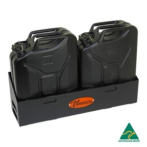 VONNIES 20L DUAL / DOUBLE WATER FUEL JERRY CAN HOLDER MOUNT P/COATED BLACK TYPE2 - Picture 1 of 4