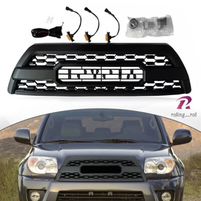 For 2006-2009 4runner Front Grille Mesh Hood Bumper Grill Matte Black ABS W/LED Foto 1 de 4