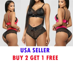 Women Lace Sexy Lingerie Bikini G-String Bra Thong Underwear Set D - Picture 1 of 10