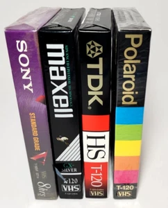 4 sealed BLANK VHS Tapes Sony Polaroid High Grade TDK HG Maxwell GX Silver T 120 - Picture 1 of 8