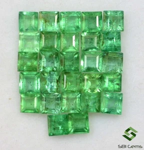 2.86 Cts Natural Emerald Square Cut 2.50 mm Lot 27 Pcs Untreated Loose Gemstones - Picture 1 of 5