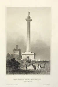 Washington DC Monument obelisk Meyer's Universum original 1835 print  - Picture 1 of 3