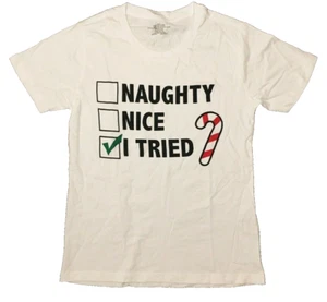 Camiseta blanca Naughty Nice I Tried - Heavy Cotton™ talla 8/10 para niños NUEVA - Imagen 1 de 2