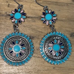 KENDRA SCOTT Turquoise Cobalt Blue Silver Chandelier Dangle Earrings ❤️blt39j1 - Picture 1 of 8