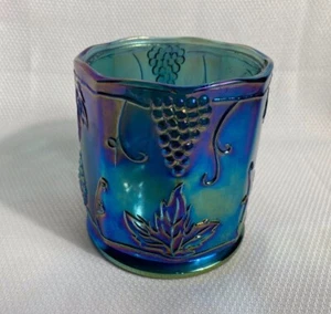 Indiana Karnevalsglas blau Ernte Traube verziert Süßigkeiten Schüssel oder Vase (92) - Bild 1 von 7