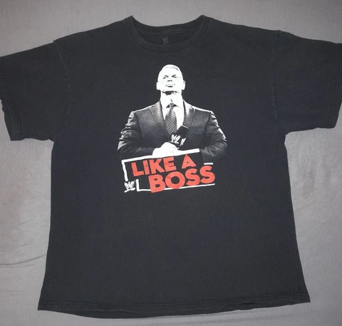 WWE Vince McMahon XL T-Shirt Like A Boss Black MINT CONDITION 100% Cotton Cover