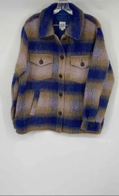 Jaqueta Camisa Flanela Gap Feminina Multicolorida Xadrez Manga Longa Bolsos Tamanho Grande - Imagem 1 de 4