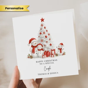 Special Couple Christmas Card Snowman Christmas Card For Couple Him Her Mr Mrs - Picture 1 of 2