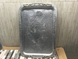 Vintage Rodney Kent 408 Hand Wrought Aluminum Tray Tulip Dogwood Handles 16x11.5 - Picture 1 of 6