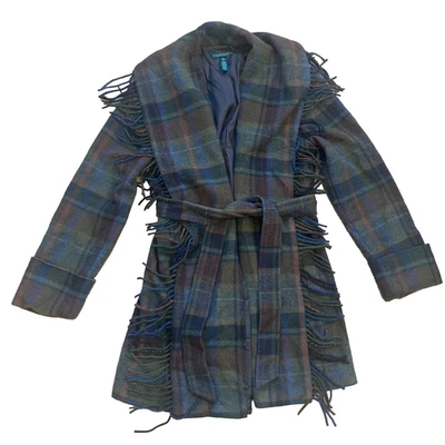 Vintage Lauren Ralph Lauren Wool Plaid Cape Sweater Jacket Size Large - Image 1 of 4