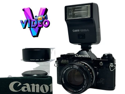 [Near MINT] Canon AE-1 P Program Black + FD 50mm f1.4 SSC w/ 188A From JAPAN - Image 1 of 4