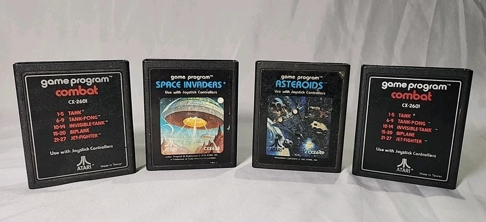 Lot Of 4 Untested Atari 2600 Used Games! Combat + Asteroids + Space Invaders! - Image 1 of 4