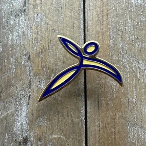 Vintage Sammler Pin: Stilisierte Person blau & gelb - Bild 1 von 2