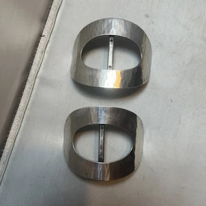 Vintage FOSTER Sterling Silver Shoe Buckle Set Hand Wrought - Picture 1 of 3