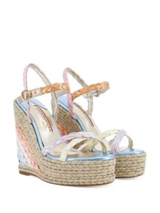 SOPHIA WEBSTER Womens Beige 1-1/2" Platform Ines Toe Wedge Espadrille Shoes 40 - Picture 1 of 9