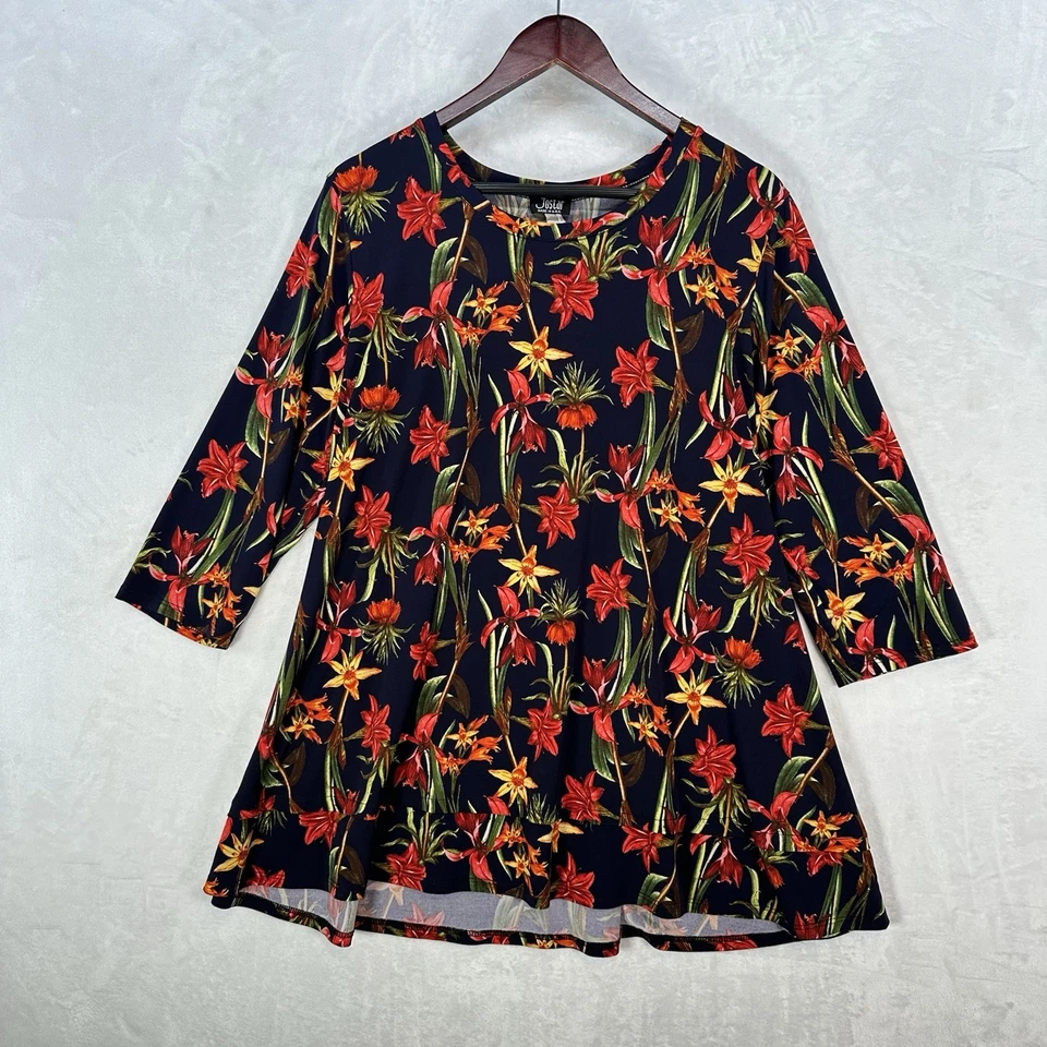 Túnica Jostar Top Mujer XL Azul Floral Elastizada De Colección Hecha en EE. UU. Boho Artística Foto 1 de 4