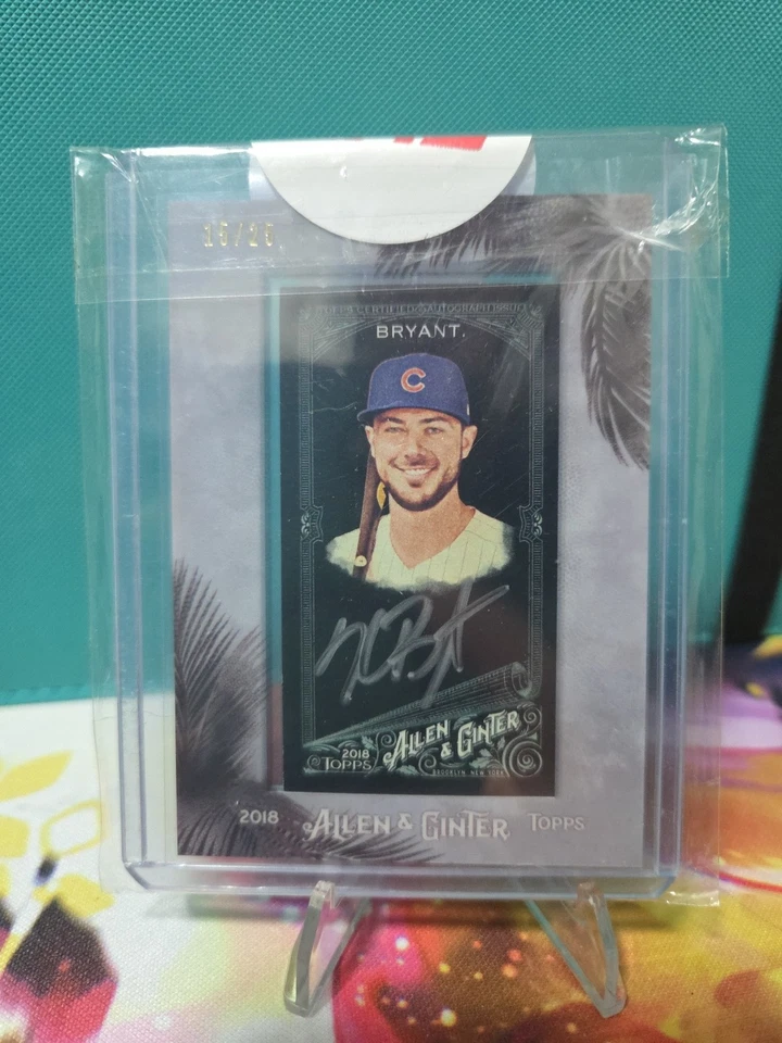 2018 Topps Allen Ginter X autograph auto silver black Kris Bryant 15/25 - Image 1 of 4