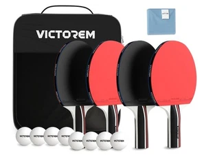 Table Tennis Paddles Set of 4 - Professional Ping Pong Paddles Set with Rubbe... - Picture 1 of 7