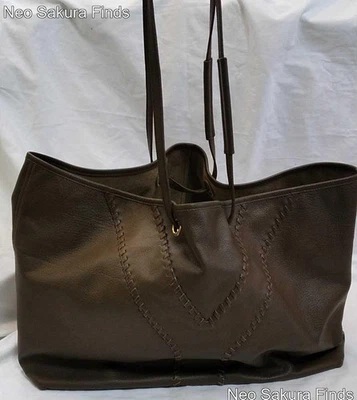 Yves Saint Laurent Vintage Brown Leather Tote Shoulder Bag & Pouch From Japan - Image 1 of 4