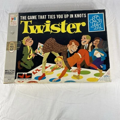 Vintage Twister Game Milton Bradley 1960s Completo com Instruções de Caixa Giratória - Imagem 1 de 4