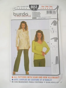 Uncut Burda Sewing Pattern 8653 Jacket Pullover Top Pants Misses Size 8 - 18 - Picture 1 of 6