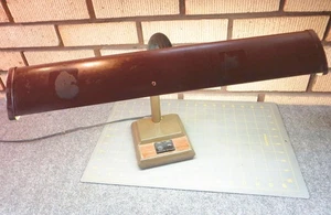 Vintage SCHREIBTISCHLAMPE Büro MCM Schwanenhals Leuchte Holzmaserung Neon MCM OS - Bild 1 von 10