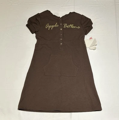 Apple Bottoms Niñas Talla Pequeña Marrón Manga Corta Sudadera Vestido con Capucha Nuevo con Etiquetas Foto 1 de 4