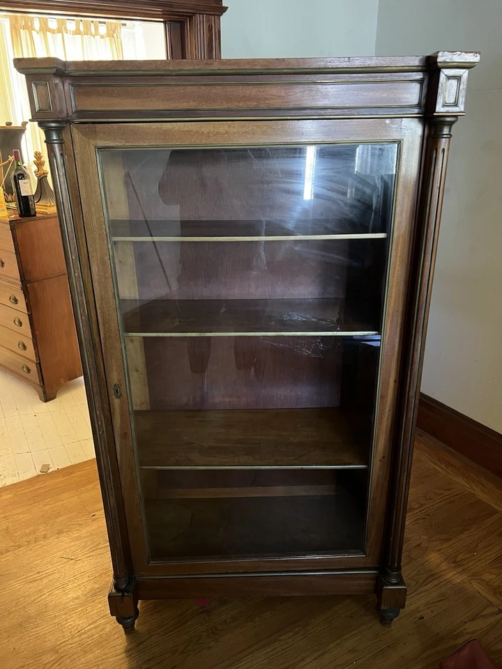 Антикварный книжный шкаф из красного дерева со стеклянной дверцей 19 век в эдвардианском стиле - Изображение 1 из 4