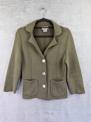 Talbots Womens Green Silk & Nylon Knit 3 Button Blazer Jacket Size S Chest 34" - Image 1 of 4